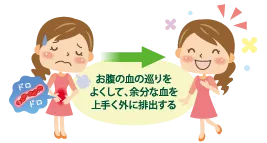 お腹の血の巡りをよくして、余分な血を上手く外に排出する